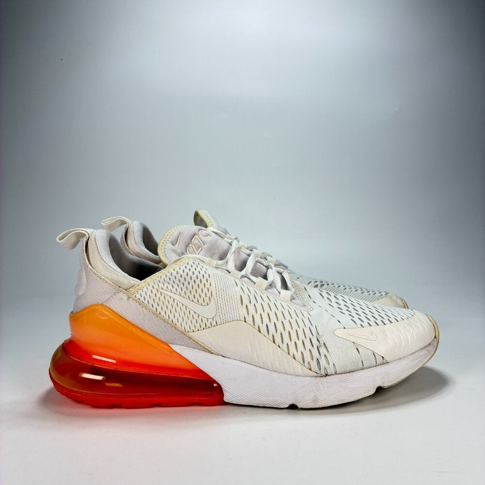 Nike Air Max 270 White Total Orange Lace Lifestyle Sneakers Shoes Mens Size 11.5